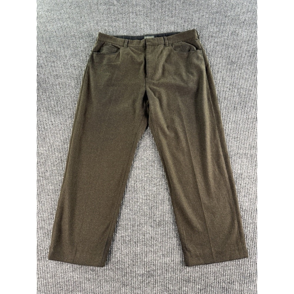 Banana Republic Pants Men 38x28 Taupe Green Wool Stretch Wide Leg Dress Trousers